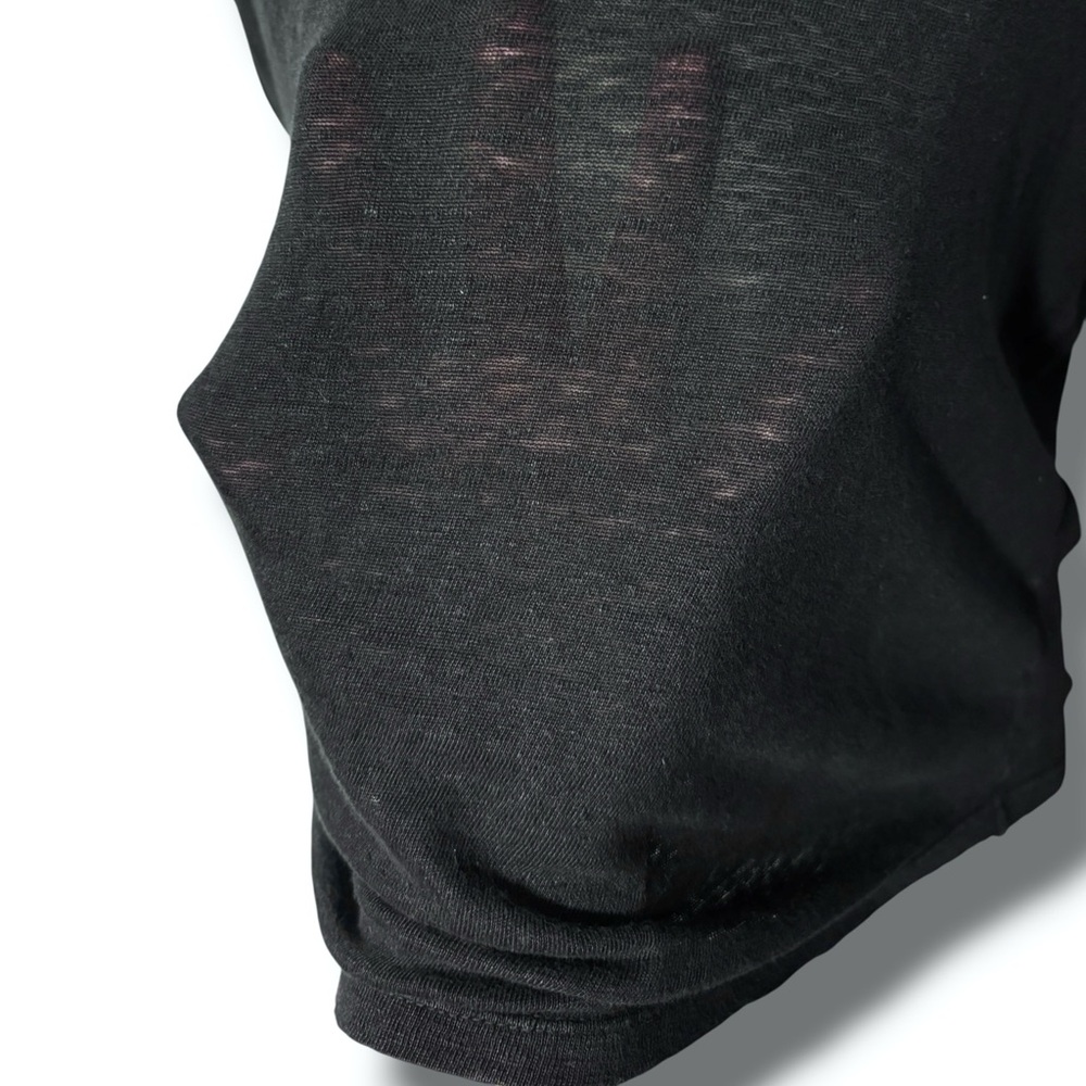FRAME Easy Scoop Neck Organic Linen T-Shirt in Noir Size Small - Picture 3 of 12